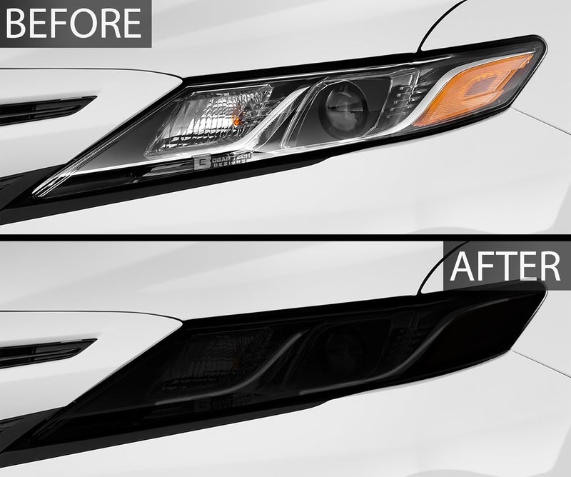 BOGAR TECH DESIGNS - Complete Full Taillight and Amber Delete Headlight Precut Overlay Tint Kit with Tools Compatible with Toyota Camry 2018-2024, Dark (Full Front Kit, Dark Smoke) - Image 3